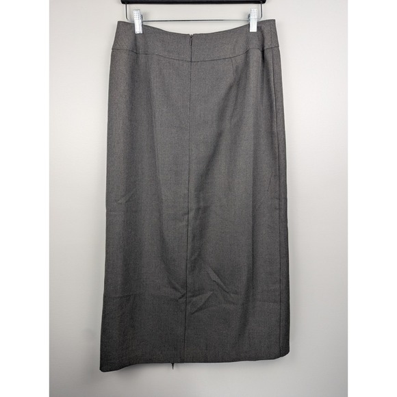 Requirements Pencil Skirt Women's Charcoal Gray 10 Faux‎ Wrap Fringed Long Slit - Picture 6 of 9
